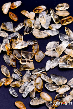 Perles en citrine chips - 5-7 x 15-24 mm, trou 1 mm - jaune miel